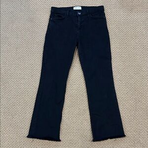 Current Elliott The High Waist Flare Jeans size 28 Black Distressed Frayed Hem